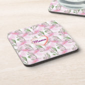 Custom and Personalized  watercolor floral gift  コースター (左側)