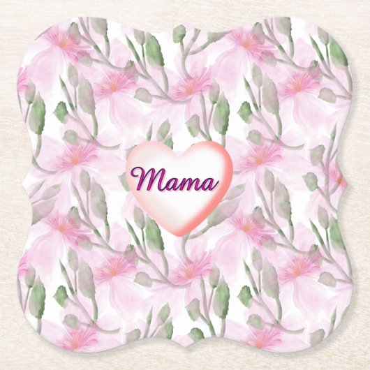 Custom and Personalized  watercolor floral gift  ペーパーコースター (正面)