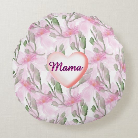 Custom and Personalized  watercolor floral gift  ラウンドクッション (正面)