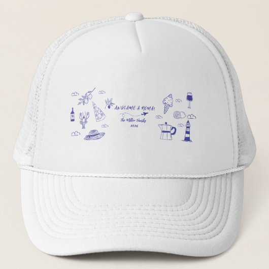 Custom Andiamo a Roma Italy Family Vacation Blue キャップ (正面)