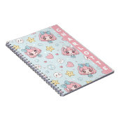Custom Anime Kawaii with Hearts and Star ノートブック (右側)