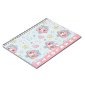 Custom Anime Kawaii with Hearts and Star ノートブック (左側)