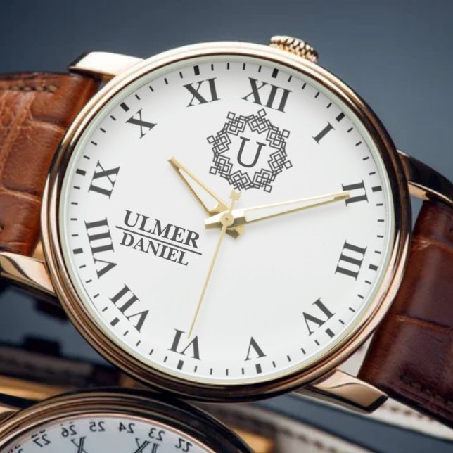 Custom Anniversary Engraved Name & Initials  腕時計 (クリエイターアップロード済み)