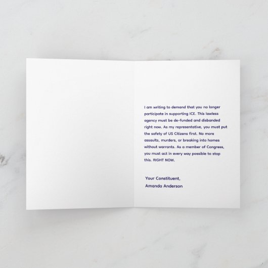 Custom Anti ICE Political Postcard カード (内部)