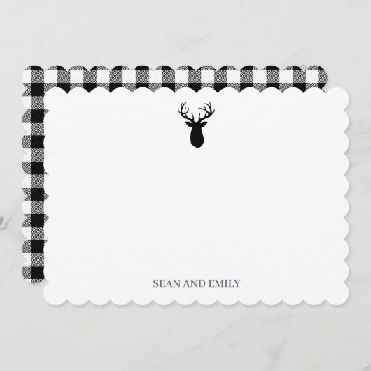 Custom Antler Deer Wilderness Logo Stationary サンキューカード (正面/裏面)