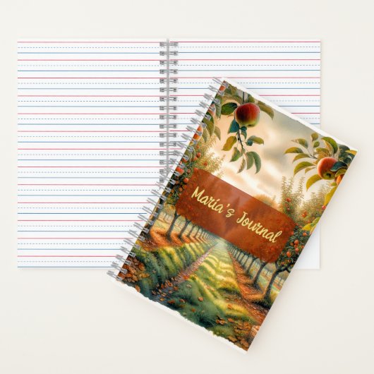 Custom Apple Orchard Notebook with Name ノートブック (内側)