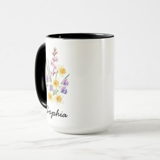 Custom April Birth Flower - Personalized Name マグカップ (正面左)