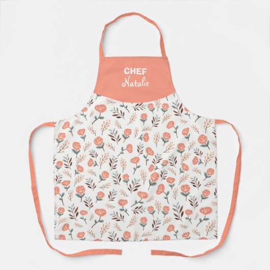 Custom Apron with Red Poppies エプロン (正面)