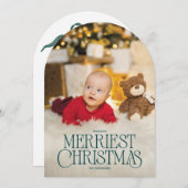 Custom Arch-Shaped Merriest Christmas Photo Card 招待状 (正面/裏面)