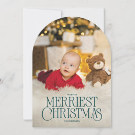 Custom Arch-Shaped Merriest Christmas Photo Card 招待状