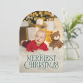 Custom Arch-Shaped Merriest Christmas Photo Card 招待状 (スタンド正面)