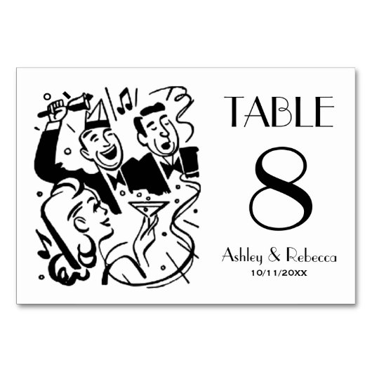 Custom Art Deco Cocktail Party Table Number テーブルナンバー (正面)