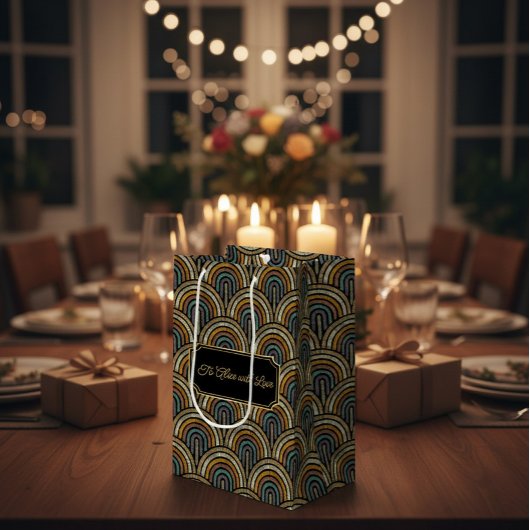 Custom Art Deco Embroidered-Style Paper Bag  ミディアムペーパーバッグ