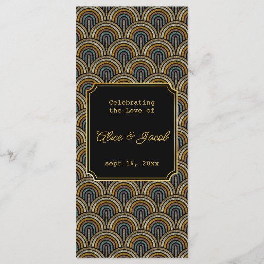 Custom Art Deco Embroidered-Style Wedding Menu メニュー (裏面)