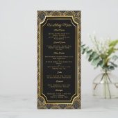 Custom Art Deco Embroidered-Style Wedding Menu メニュー (スタンド正面)