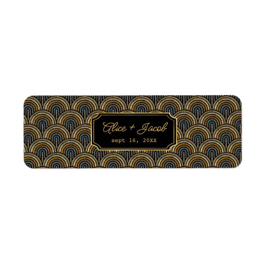 Custom Art Deco Wedding Cigar Wrap with Names ラベル (正面)