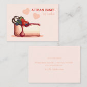 Custom Artisan Bakery Business Card with Cake 名刺 (正面/裏面)