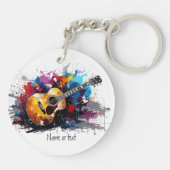 Custom Artistic Abstract Guitar Music Lover's Art キーホルダー (裏面)