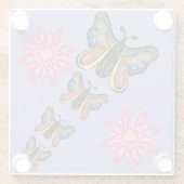 Custom Artistic Butterfly Cascade ガラスコースター (裏面)