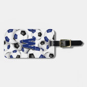 custom athlete monogram blue black soccer balls ラゲッジタグ (正面横)