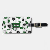 custom athlete monogram green black soccer balls ラゲッジタグ (正面横)