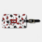 custom athlete monogram maroon black soccer balls ラゲッジタグ (正面横)