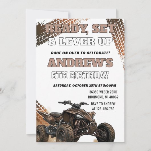 Custom ATV Racing boy Birthday Party Invitation  招待状 (正面)