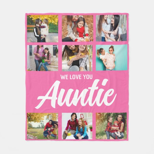 Custom Aunt Photo Throw Gift with Kids Names フリースブランケット (正面)