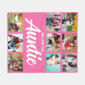 Custom Aunt Photo Throw Gift with Kids Names フリースブランケット (正面(横))