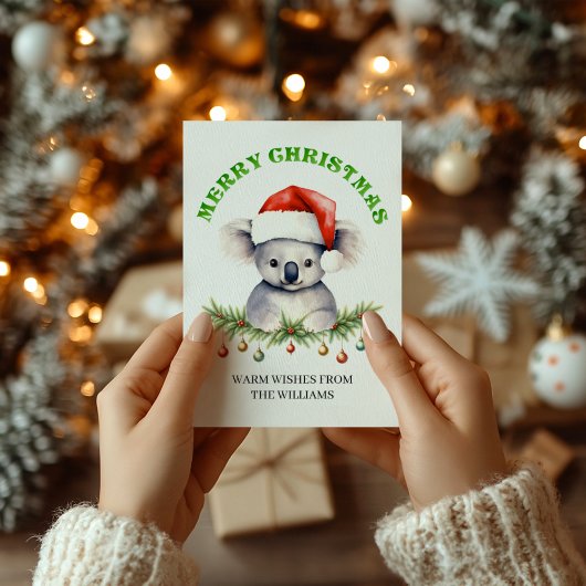 Custom Aussie Wildlife Koala Family Christmas Card シーズンカード