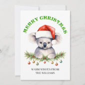 Custom Aussie Wildlife Koala Family Christmas Card シーズンカード (正面)