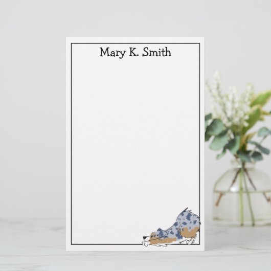 Custom Australian Shepherd Cute Dog Art 便箋 (スタンド正面)