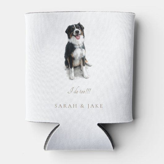Custom Australian Shepherd Wedding Napkins 缶クーラー (正面)