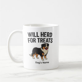 Custom Australian Shepherd “Will Herd for Treats”  コーヒーマグカップ