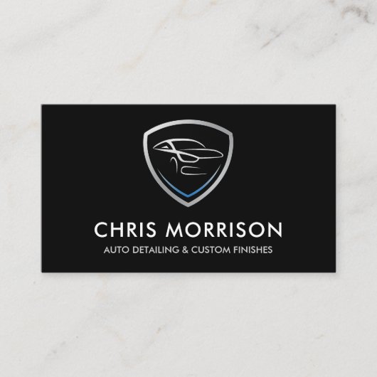 Custom Auto Detailing QR Code Service Shield Logo 名刺 (正面)