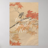 CUSTOM Autumn Bird & Fall Leaves Print by Imao ポスター (正面)