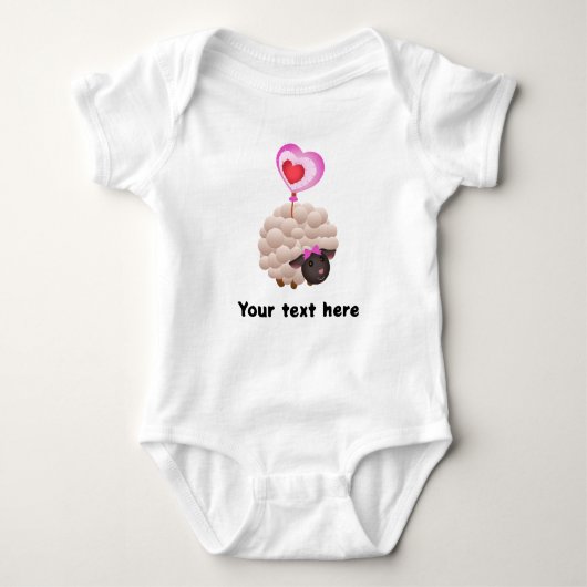 Custom Baby Bodysuit with Cute Sheep – Add Name ベビーボディスーツ (正面)