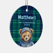 Custom Baby Boy First Christmas Ornament Bear セラミックオーナメント (右)