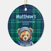 Custom Baby Boy First Christmas Ornament Bear セラミックオーナメント (左)