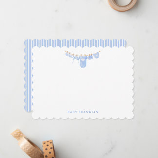 Custom Baby Clothesline Stationery Baby Shower ノートカード