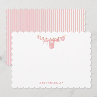 Custom Baby Clothesline Stationery Baby Shower ノートカード