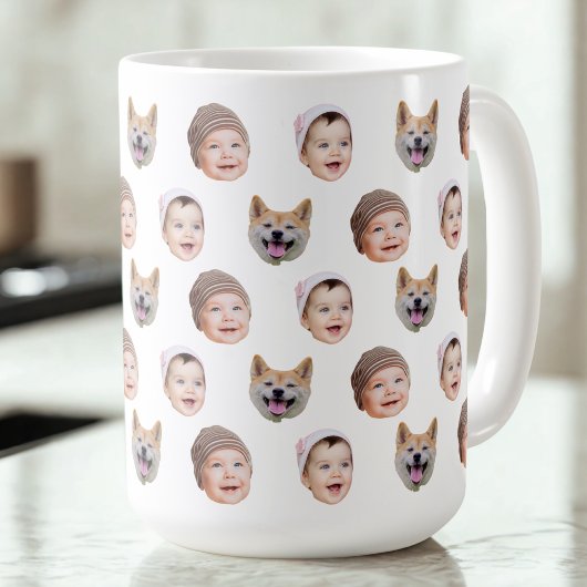 Custom Baby Face Mug, Custom Family 3 Photos mug コーヒーマグカップ