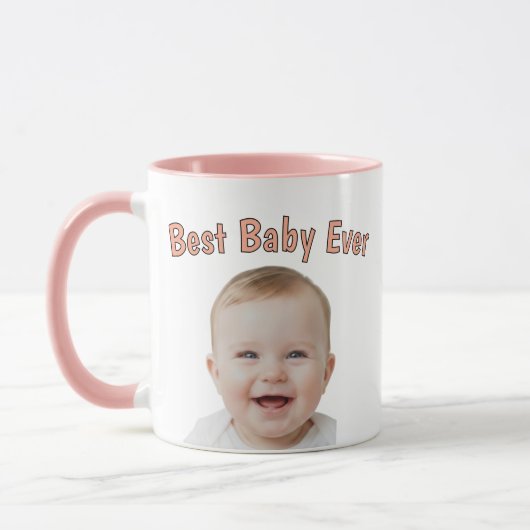 Custom Baby Face Mug – Personalized Baby Photo  マグカップ (左)