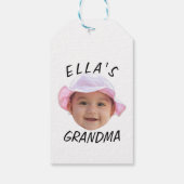 Custom Baby Face Photo Text Grandma ギフトタグ (裏面)