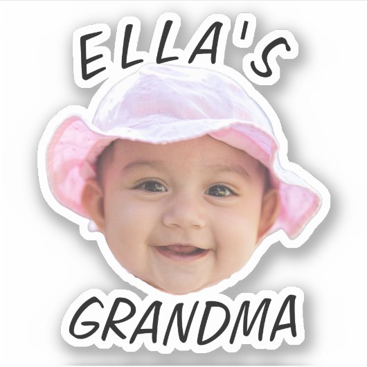 Custom Baby Face Photo Text Grandma シール (正面)