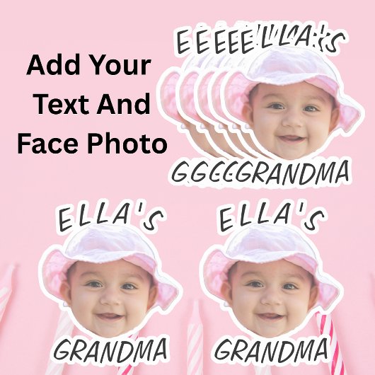 Custom Baby Face Photo Text Grandma シール