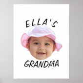 Custom Baby Face Photo Text Grandma ポスター (正面)