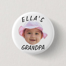 Custom Baby Face Photo Text Grandpa 缶バッジ
