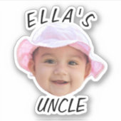 Custom Baby Face Photo Text New Uncle シール (正面)