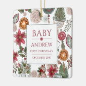 Custom Baby First Christmas Keepsake Christmas  セラミックオーナメント (左)